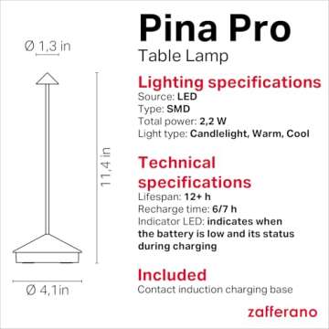 Zafferano Pina Pro LED Lamp - Rechargeable & Stylish