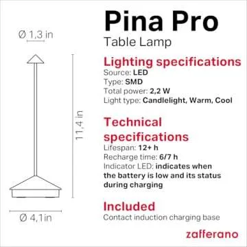 Zafferano Pina Pro LED Lamp - Rechargeable & Stylish