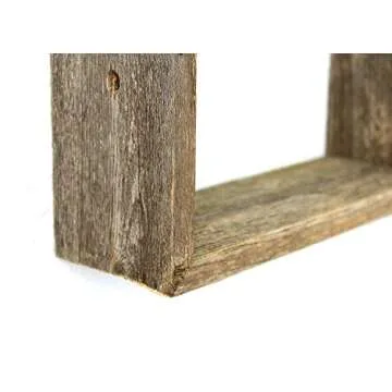 Rustic Floating Wood Shadowbox Shelves - Set of 3