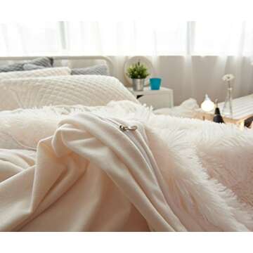 Ceruleanhome 1pc 100% Velvet Flannel Duvet Cover, Solid Color, No Inside Filler, Zipper Close (Queen 1pc Duvet Cover, White)