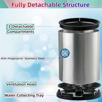 LIBODOUR Kitchen Utensil Holder Extra Large 360°Rotating For Counter Organizer Stainless Steel Storage Cooking Silverware Caddy 3 Compartment Flatware Spoon Spatula Tool Cutlery Container（Silvery）