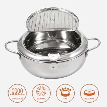 Kerilyn Deep Fryer Pot - Stainless Steel Tempura Fryer 11 Inch