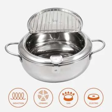 Kerilyn Deep Fryer Pot - Stainless Steel Tempura Fryer 11 Inch