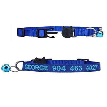 WFRLQ Cat Collar,Personalized Embroidered Nylon Cat ID Collars with Bell - Custom Text with Pet Name...