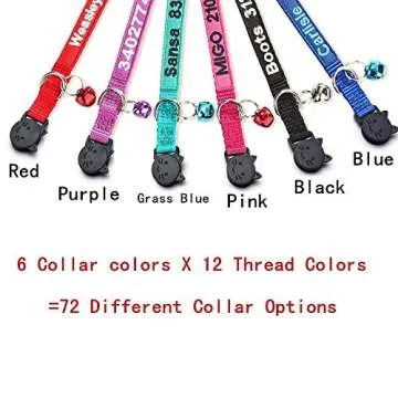 WFRLQ Cat Collar,Personalized Embroidered Nylon Cat ID Collars with Bell - Custom Text with Pet Name and Phone Number … (Cat Collar)