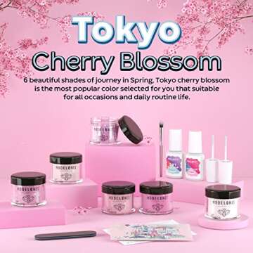 Modelones 12 Pcs Dip Powder Nail Kit Starter, 6 Colors Popular Nude Pink Dipping Powder Essential Liquid Set with Top/Base Coat Activator Manicure Tool for French Nail Art DIY Salon Gifts