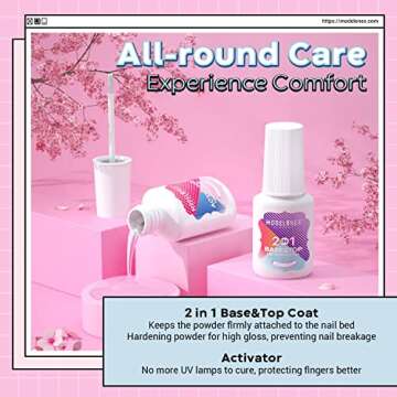 Modelones 12 Pcs Dip Powder Nail Kit Starter, 6 Colors Popular Nude Pink Dipping Powder Essential Liquid Set with Top/Base Coat Activator Manicure Tool for French Nail Art DIY Salon Gifts