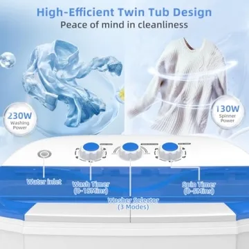 VCJ Compact Twin Tub Washing Machine for Apartments