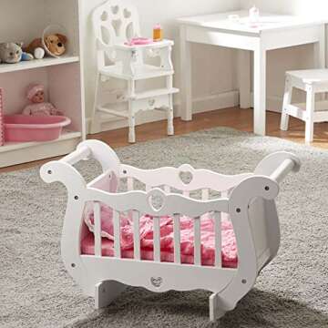 Melissa & Doug Wooden Doll Crib with Bedding