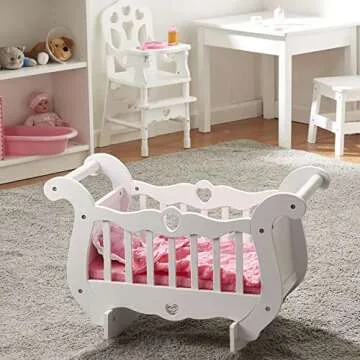 Melissa & Doug Wooden Doll Crib with Bedding