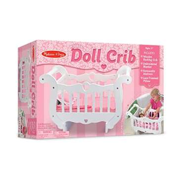 Melissa & Doug Wooden Doll Crib with Bedding