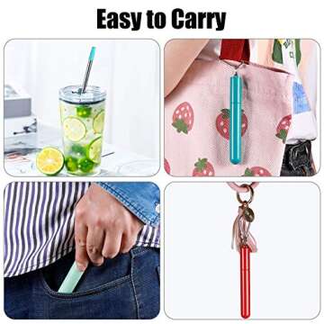 Metal Straws, Funbiz 3 Pack Reusable Collapsible Stainless Steel Straw with Plastic Case Silicone Tip and Long Cleaning Brush, Telescopic Portable Pocket Drinking Straws for Travel, Black/White/Grey