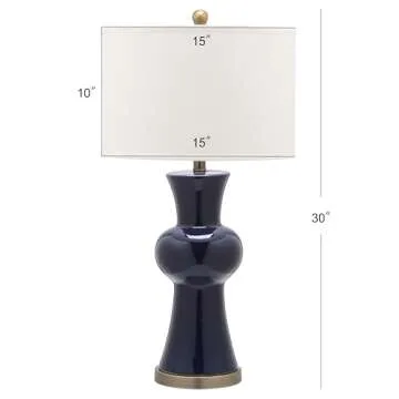 Safavieh Lighting Collection Lola Column Navy Table Lamp, Set of 2