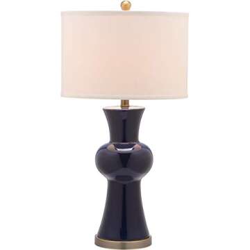 Safavieh Lighting Collection Lola Column Navy Table Lamp, Set of 2