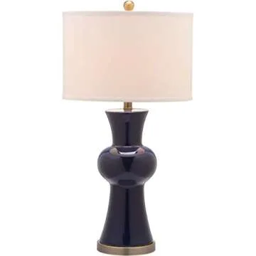 Safavieh Lighting Collection Lola Column Navy Table Lamp, Set of 2