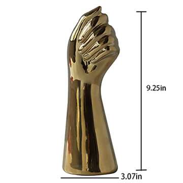 Hand Ceramic Vase, Human Arm Body Flower Vases Decorative Modern Aesthetic Small Ceramic Gold Vase for Home Living Room Office Décor