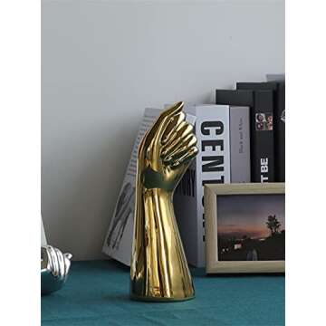 Hand Ceramic Vase, Human Arm Body Flower Vases Decorative Modern Aesthetic Small Ceramic Gold Vase for Home Living Room Office Décor