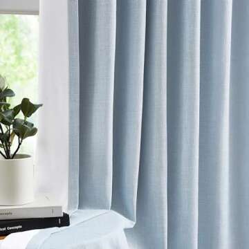 WEST LAKE 102 Inches Long Dusty Blue Bailey Pinch Pleat Full Blackout Curtains with Liners,Linen Textured Drapes for Modern Bedroom Living Room,Thermal Insulating Backtab Window Treatment,40"Wx102"Lx2