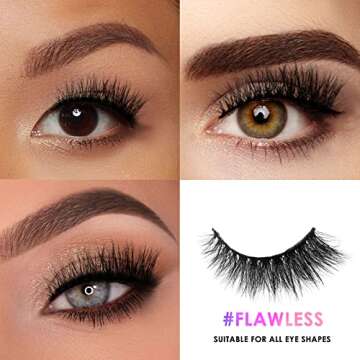 Barbiely 16MM Mink Eyelashes, 3 Pairs 3D Mink Lashes, Criss-cross False Eyelashes, Super Fluffy Full Strip Lashes Mink Lashes, 100% Handmade & Cruelty-Free Fluffy Volume Wispy Lashes(FLAWLESS)