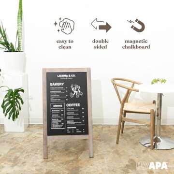 Ilyapa Wooden A-Frame Sign - Magnetic Sidewalk Chalkboard
