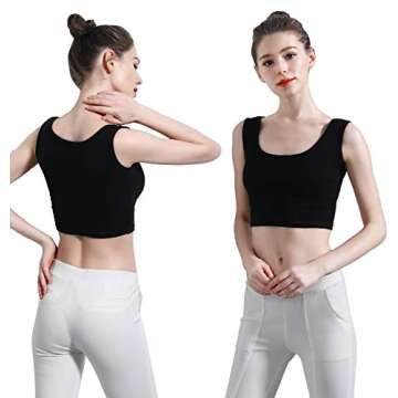 HZH Short Yoga Dance Athletic Tank Crop Tops Shirts for Women or Teens(3 Pack)(S,Black White Grey)