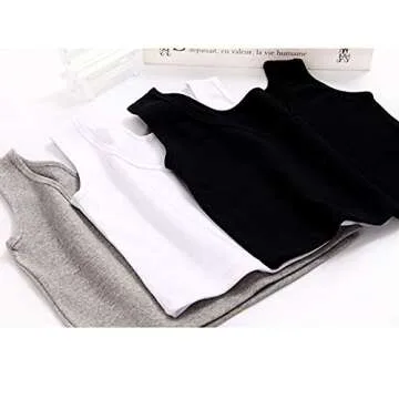 HZH Short Yoga Dance Athletic Tank Crop Tops Shirts for Women or Teens(3 Pack)(S,Black White Grey)