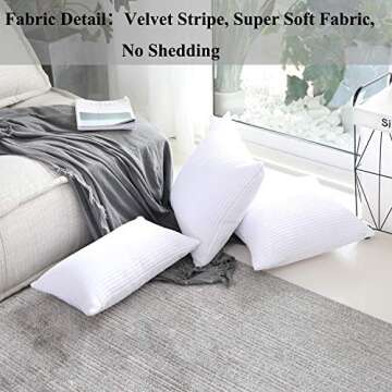 Home Brilliant White Euro Shams Set of 2 60x60 Pillow Covers Striped Corduroy Textured Velvet Europe...