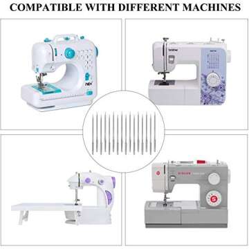 PECULA Sewing Machine Needles, 50 Count, Universal Regular Point for Singer, Brother, Janome, Varmax, Sizes HAX1 65/9, 75/11, 90/14, 100/16, 110/18