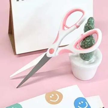 Stylish Pink Stainless Steel Scissors for Crafts and Office