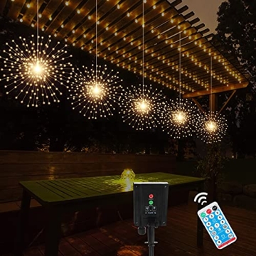 PXBNIUYA Solar Starburst Lights - 200 LED Warm White