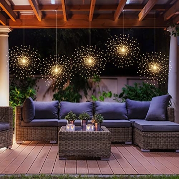 PXBNIUYA Solar Starburst Lights - 200 LED Warm White
