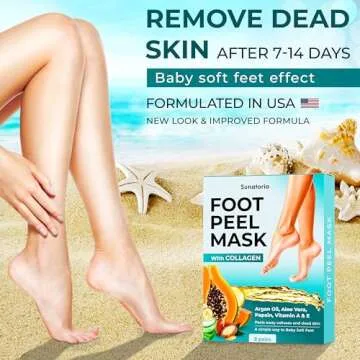 Foot Peeling Mask for Dead Skin Remover & Deep Moisturize | 2 Pairs | Dermatologically Tested - Foot...