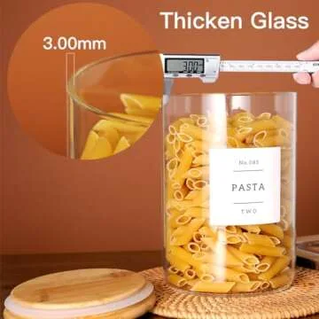 CZZGSM 6 Glass Jar Set with Airtight Bamboo Lids and Labels