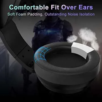 Jeecoo V20U USB Pro Gaming Headset for PC - 7.1 Surround Sound Headphones with Noise Cancelling Microphone- Memory Foam Ear Pads for Laptop Computers