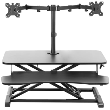 VIVO Height Adjustable 32 inch Standing Desk Converter with Dual 13 to 30 inch Monitor Stand, Sit St...