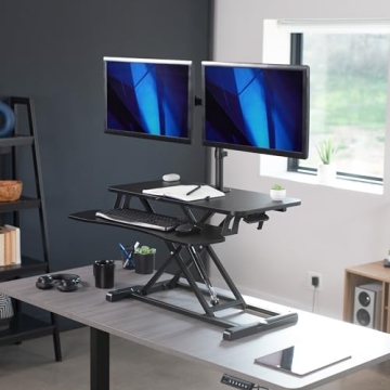 VIVO Adjustable Desk Converter with Dual Monitor Stand