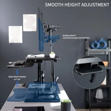 VIVO Adjustable Desk Converter with Dual Monitor Stand