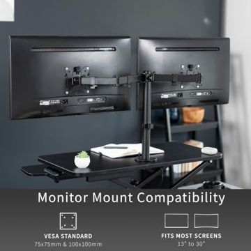 VIVO Adjustable Desk Converter with Dual Monitor Stand
