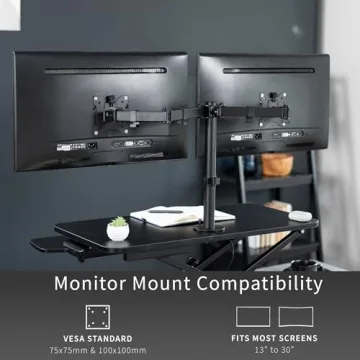 VIVO Adjustable Desk Converter with Dual Monitor Stand