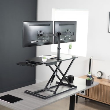 VIVO Adjustable Desk Converter with Dual Monitor Stand