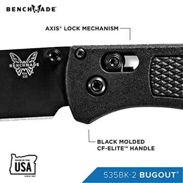 Benchmade - Bugout 535 EDC Knife with Black CF-Elite Handle (535BK-2)