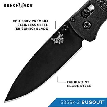 Benchmade - Bugout 535 EDC Knife with Black CF-Elite Handle (535BK-2)