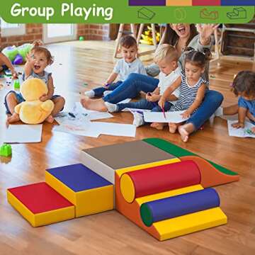 Betterhood Climbing Blocks for Toddlers 1-3, 7 Pcs Kids Soft Play Set, Toddler Soft Couch Climber Gymnastics Equipment for Crawling and Sliding at Home, Preschool