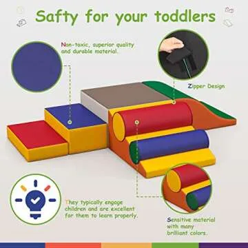 Betterhood Climbing Blocks for Toddlers 1-3, 7 Pcs Kids Soft Play Set, Toddler Soft Couch Climber Gymnastics Equipment for Crawling and Sliding at Home, Preschool