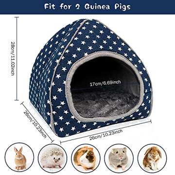 BWOGUE Guinea Pig House Bed Cozy Hamster Cave Large Hideout for Dwarf Rabbits Hedgehog Bearded Drago...