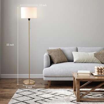 O’Bright Ted - Drum Shade Standing Lamp, Pull Chain Switch, E26 Socket, Modern Minimalist Design, ...