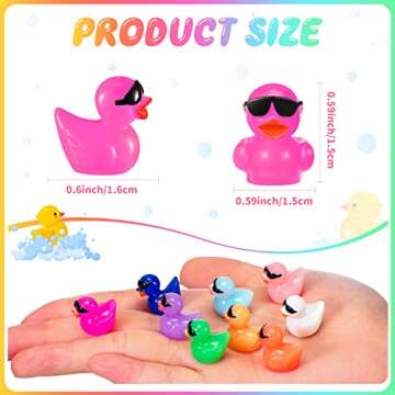 Qunclay Mini Resin Duck with Sunglasses Tiny Ducks Bulk Tiny Colorful Duck Figures Miniature Dollhouse Accessories DIY Craft Toys for Birthday Gift Micro Fairy Landscape Aquarium Potted (150 Pcs)