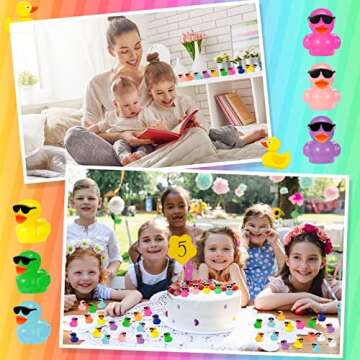 Qunclay Mini Resin Duck with Sunglasses Tiny Ducks Bulk Tiny Colorful Duck Figures Miniature Dollhouse Accessories DIY Craft Toys for Birthday Gift Micro Fairy Landscape Aquarium Potted (150 Pcs)