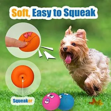 HOLYSTEED 6pcs Latex Squeaky Dogs Chew & Fetch Balls