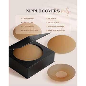 2-Pairs Nipple Cover, Nipple Pasties for Women, Pasties Nipple Covers, Nipple Covers for Women Reusa...